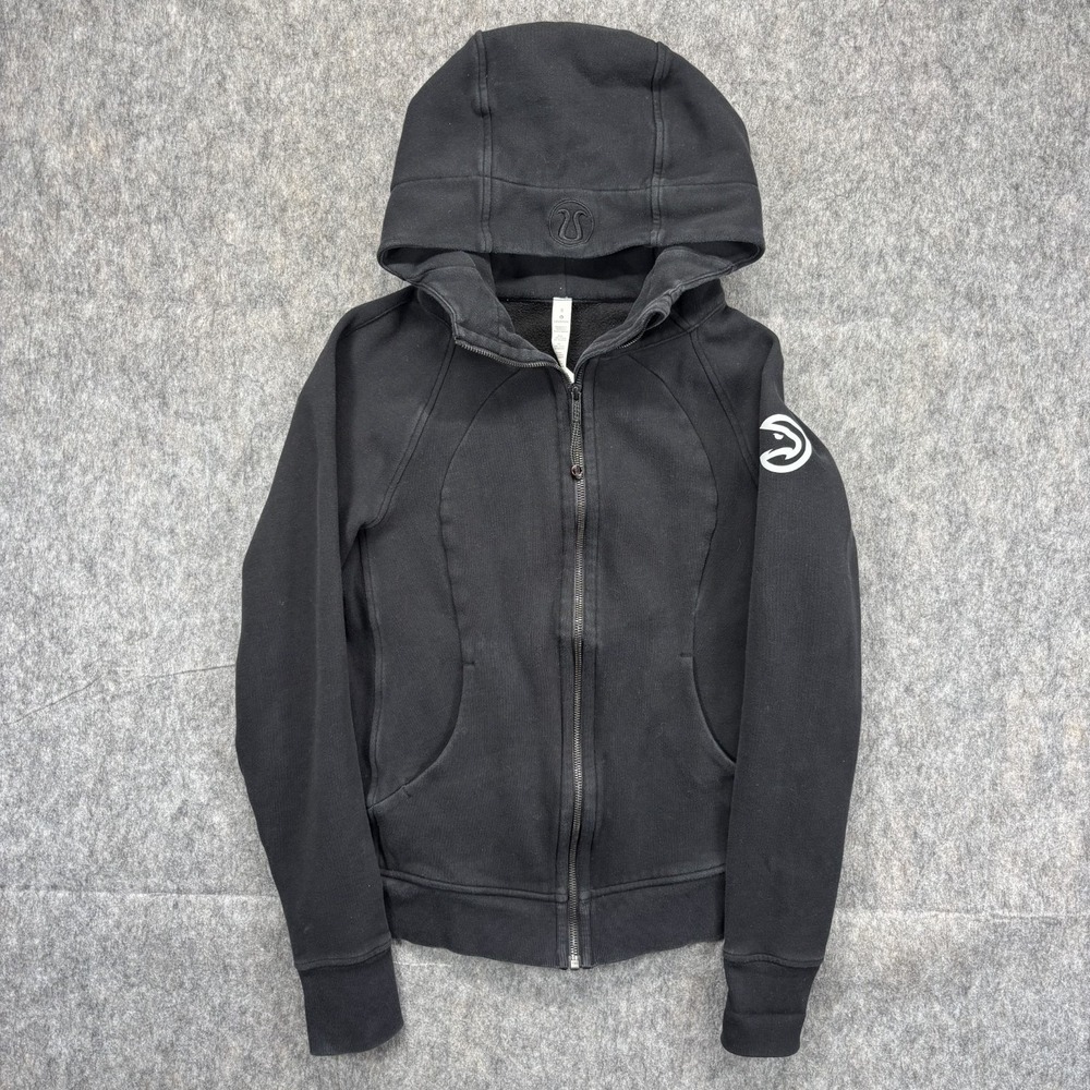 Lululemon Full ZIp Scuba Hoodie Women's 8 Black Atlanta‎ Hawks Athleisure